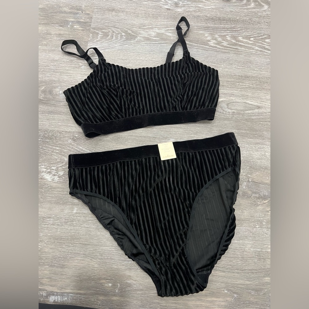 Black Velvet Striped Set
